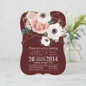 5x7 Geometric Garden Roos Wine Weddenschap Kaart (Staand voorkant)