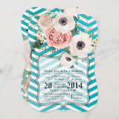 5x7 geometrisch Roos Chevron Blauwgroen bruiloft u Kaart (Voorkant / Achterkant)