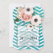 5x7 geometrisch Roos Chevron Blauwgroen bruiloft u Kaart (Voorkant)