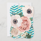 5x7 geometrisch Roos Chevron Blauwgroen bruiloft u Kaart (Achterkant)