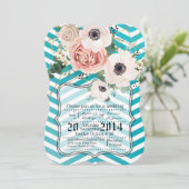 5x7 geometrisch Roos Chevron Blauwgroen bruiloft u Kaart (Staand voorkant)