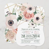 5x7 geometrische tuin Roos gouden bruiloft uitnodi Kaart (Voorkant / Achterkant)