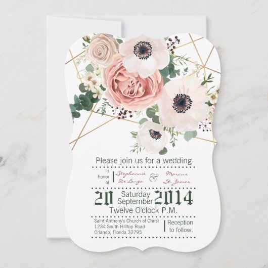 5x7 geometrische tuin Roos gouden bruiloft uitnodi Kaart (Voorkant)