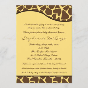 5x7 Giraffe Animal Print Baby shower Uitnodiging