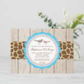 5x7 Giraffe Bird Couple Bridal Shower Invitation Kaart (Staand voorkant)