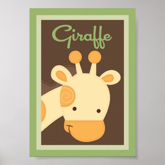 5x7 "Giraffe" Oerwoud Safari Baby Bedding Wall Art Poster (Voorkant)