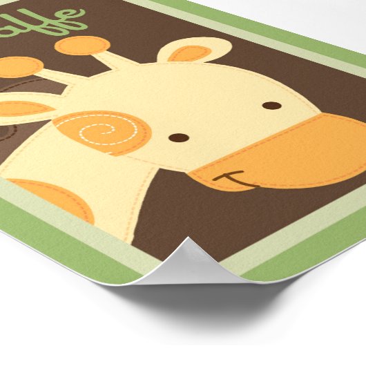 5x7 "Giraffe" Oerwoud Safari Baby Bedding Wall Art Poster (Hoek)