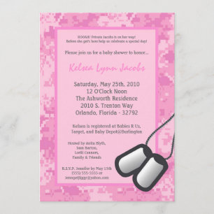 5x7 Girl ARMY Camo ACU Prin Baby shower Invitation Kaart