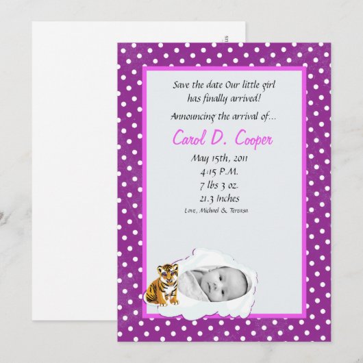 5x7 'Girl Cloud PHOTO' over de bekendmaking van de Kaart (Voorkant / Achterkant)