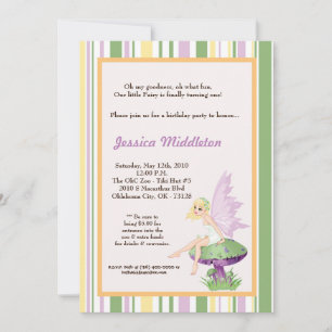 5x7 Girl Fairy Birthday Party Invitation Kaart