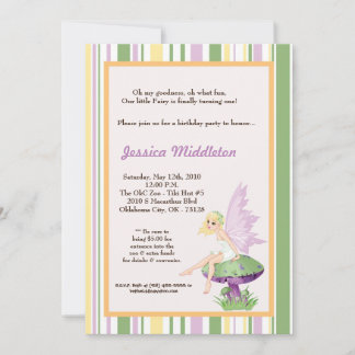 5x7 Girl Fairy Birthday Party Invitation Kaart