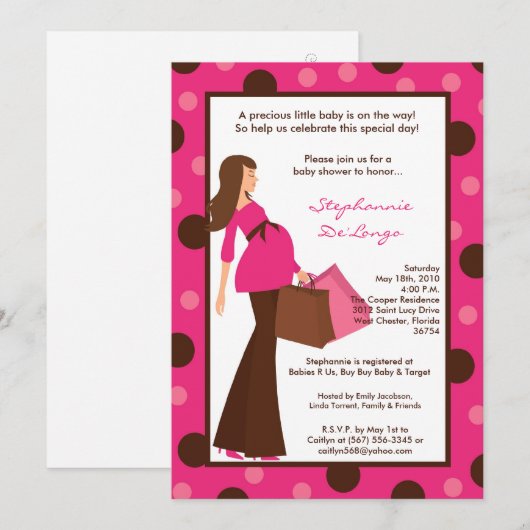 5x7 Girl Modern Mod Ma Baby shower Uitnodiging (Voorkant / Achterkant)