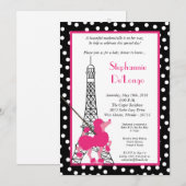 5x7 Girl Pink Poodle Baby shower Uitnodiging (Voorkant / Achterkant)