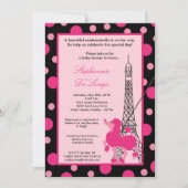 5x7 Girl Pink Poodle Baby shower Uitnodiging (Voorkant)