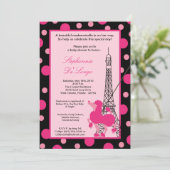5x7 Girl Pink Poodle Baby shower Uitnodiging (Staand voorkant)