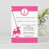 5x7 Girl Pink Poodle Baby shower Uitnodiging (Staand voorkant)