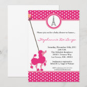 5x7 Girl Pink Poodle Baby shower Uitnodiging (Voorkant / Achterkant)