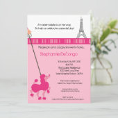 5x7 Girl Pink Poodle Baby shower Uitnodiging (Staand voorkant)