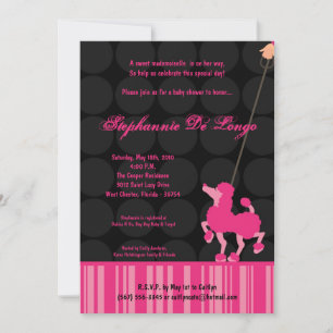 5x7 Girl Pink Poodle Baby shower Uitnodiging