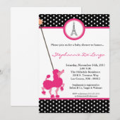 5x7 Girl Pink Poodle Baby shower Uitnodiging (Voorkant / Achterkant)