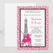 5x7 Girl Pink Poodle Baby shower Uitnodiging (Voorkant / Achterkant)