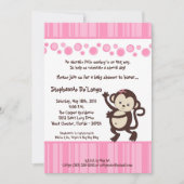 5x7 Girl Pink Pop Monkey Baby shower Uitnodiging (Voorkant)