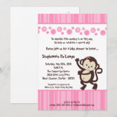 5x7 Girl Pink Pop Monkey Baby shower Uitnodiging (Voorkant / Achterkant)