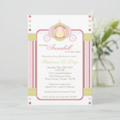5x7 Girl Princess Carriage Baby shower Invitation Kaart (Staand voorkant)