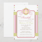 5x7 Girl Princess Carriage Baby shower Invitation Kaart (Voorkant / Achterkant)
