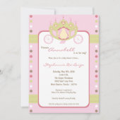 5x7 Girl Princess Carriage Baby shower Invitation Kaart (Voorkant)