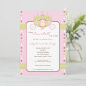 5x7 Girl Princess Carriage Baby shower Invitation Kaart (Staand voorkant)