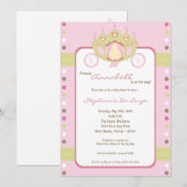5x7 Girl Princess Carriage Baby shower Invitation Kaart (Voorkant / Achterkant)