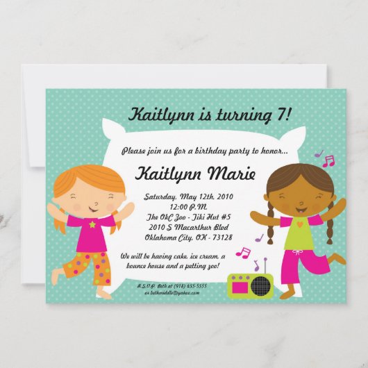 5x7 Girl Slumber Makeove Birthday Party Invitation Kaart (Voorkant)
