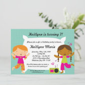 5x7 Girl Slumber Makeove Birthday Party Invitation Kaart (Staand voorkant)