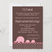 5x7 Girl Twins Mod Elephant Baby shower Invitation Kaart (Voorkant)