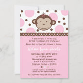5x7 Girly Modern Mod Monkey Baby shower Uitnodigin Kaart (Voorkant)