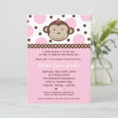 5x7 Girly Modern Mod Monkey Baby shower Uitnodigin Kaart (Staand voorkant)