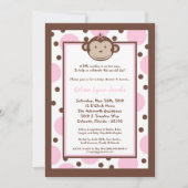 5x7 Girly Modern Mod Monkey Baby shower Uitnodigin Kaart (Voorkant)