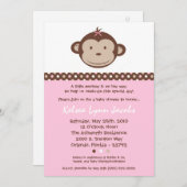 5x7 Girly Modern Mod Monkey Baby shower Uitnodigin Kaart (Voorkant / Achterkant)