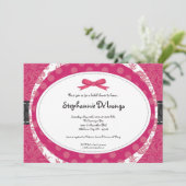 5x7 Girly Pink Black Bridal Shower Uitnodiging (Staand voorkant)