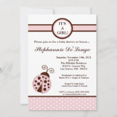 5x7 Girly Pink Lady Bug Baby shower Uitnodiging (Voorkant)