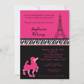 5x7 Girly Pink Poodle Baby shower Uitnodiging (Voorkant)