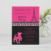 5x7 Girly Pink Poodle Baby shower Uitnodiging (Staand voorkant)