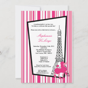 5x7 Girly Pink Poodle Baby shower Uitnodiging