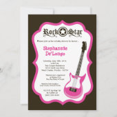 5x7 Girly Pink Rock Guitar Baby shower Invitation Kaart (Voorkant)