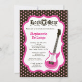 5x7 Girly Pink Rock Guitar Baby shower Invitation Kaart (Voorkant)