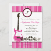 5x7 Girly Pink Rock Guitar Birthday Par Invitation Kaart (Voorkant)