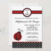 5x7 Girly Red Lady Bug Baby shower Uitnodiging (Voorkant)