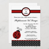 5x7 Girly Red Lady Bug Baby shower Uitnodiging (Voorkant / Achterkant)