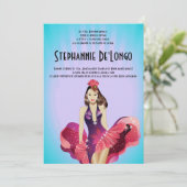 5x7 Glamor Girl Quinceanera Birthday Uitnodiging (Staand voorkant)